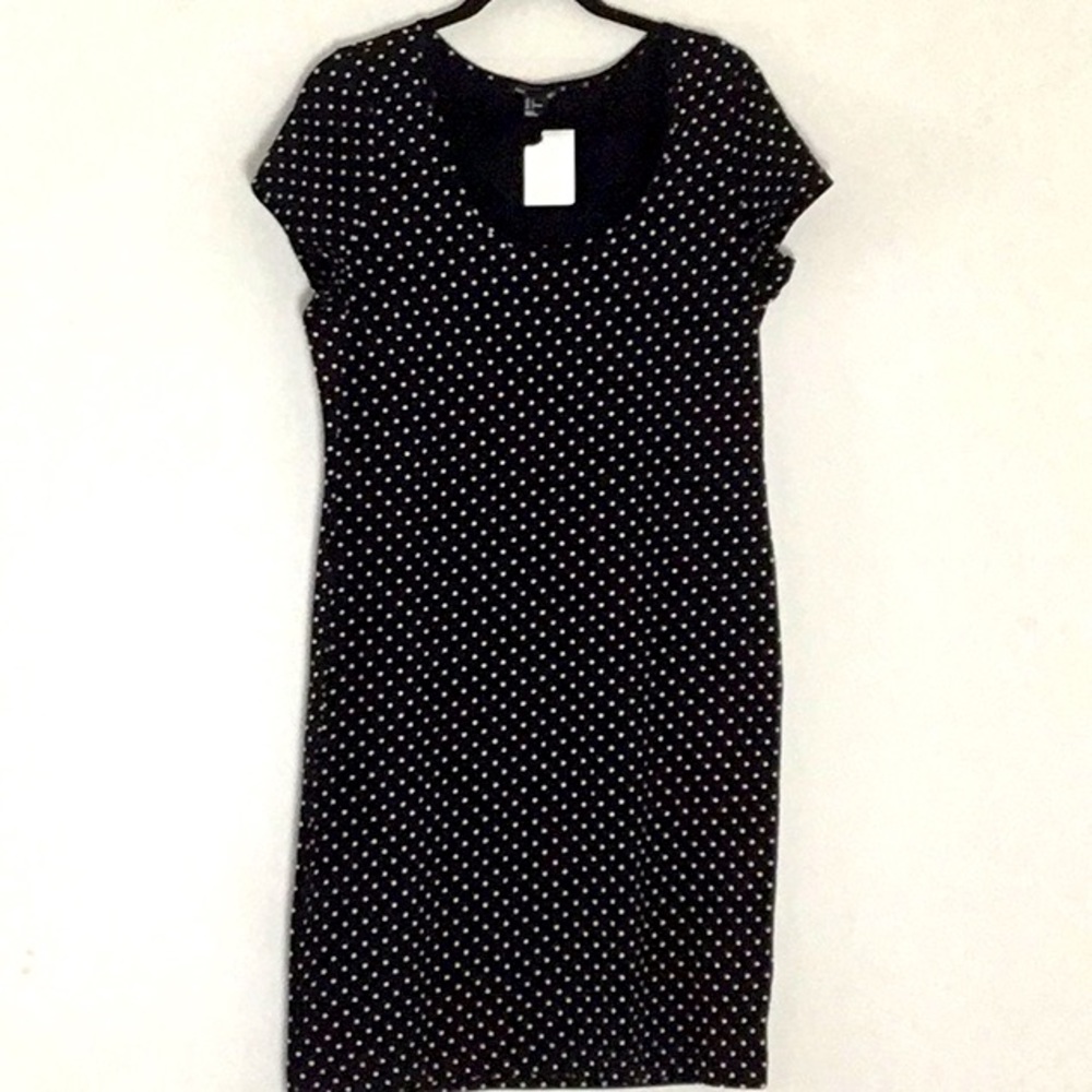 H&M, Basic Dress, Black/Cream Poker Dot Short Sleeve, Career Casual, Hoco Preppy